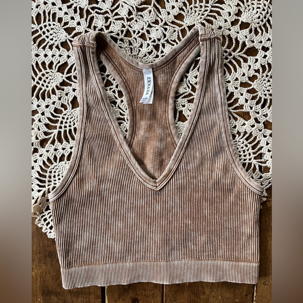 Zenana ribbed crop bralette s/m